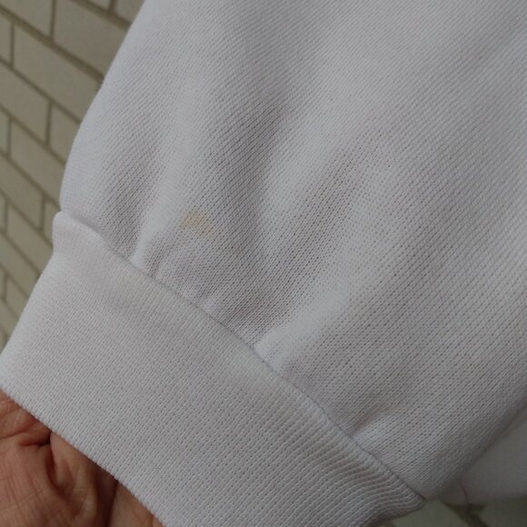 Vintage Hand Painted Bejeweled Sweatshirt White Pink Floral 44" Bust - Picture 10 of 11